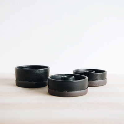 Simple Ceramic Candle Holder - Black