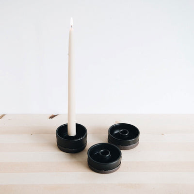 Simple Ceramic Candle Holder - Black