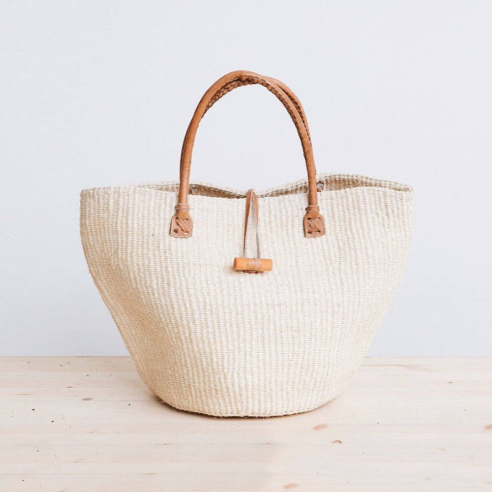 Sisal Shopper with Leather Handles