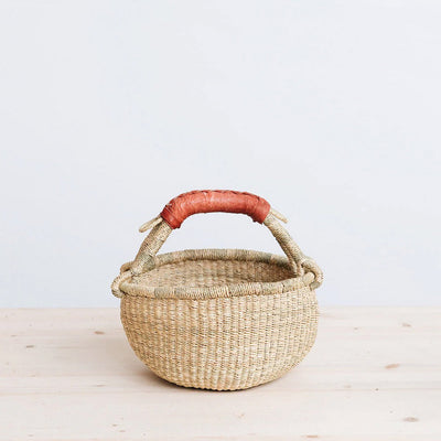 Mini Bolga Basket - Brown Leather Handle