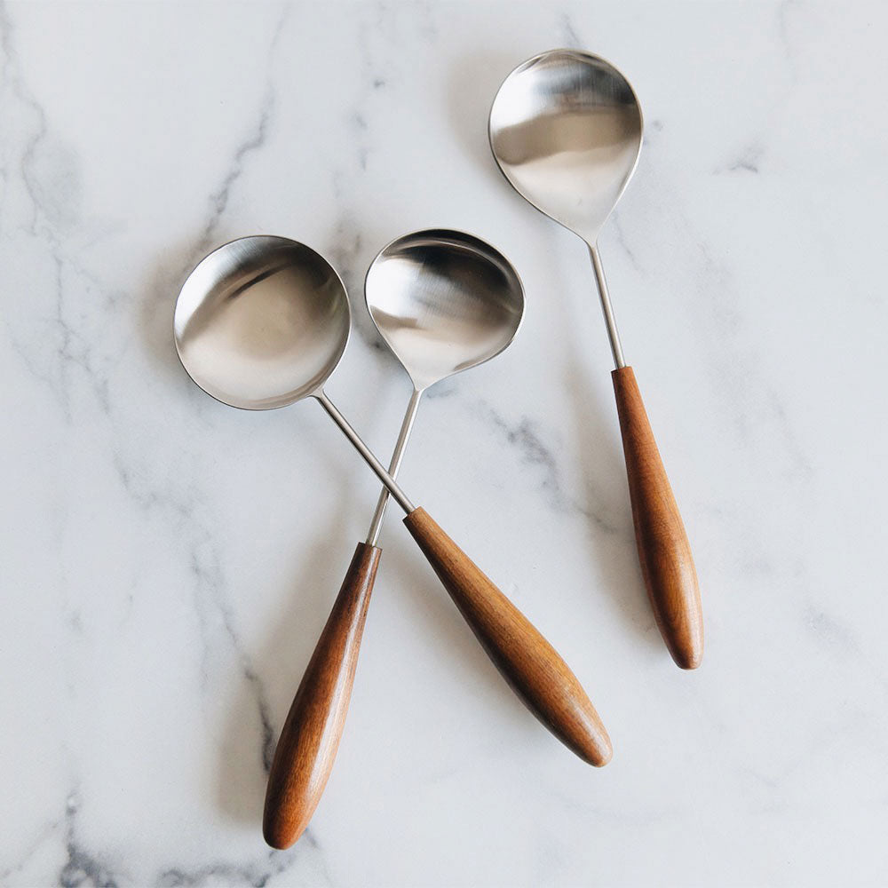 Wood & Stainless Steel Serving Spoon
