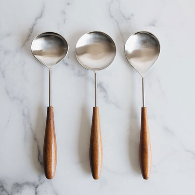 Wood & Stainless Steel Serving Spoon