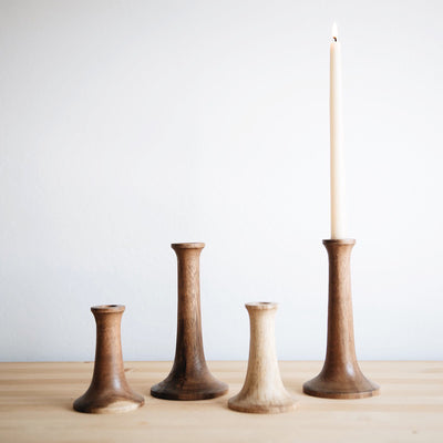 Suar Wood Candleholder Set