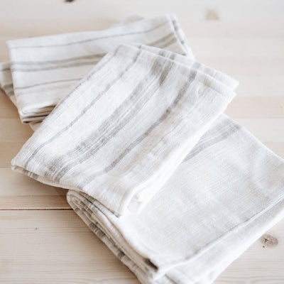 Hand-spun Ethiopian Cotton Tea Towel - Taupe Stripe