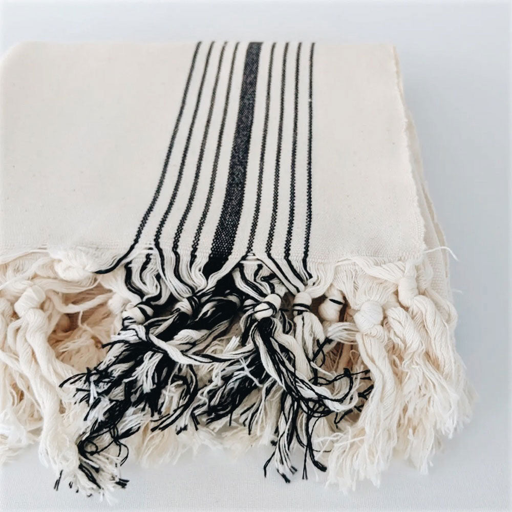 Handwoven Turkish Towel - Black Stripe