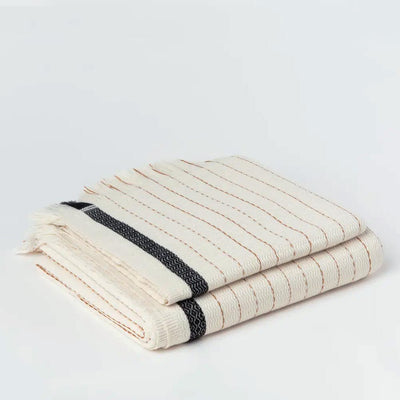Handwoven Turkish Towel - Cream and Black