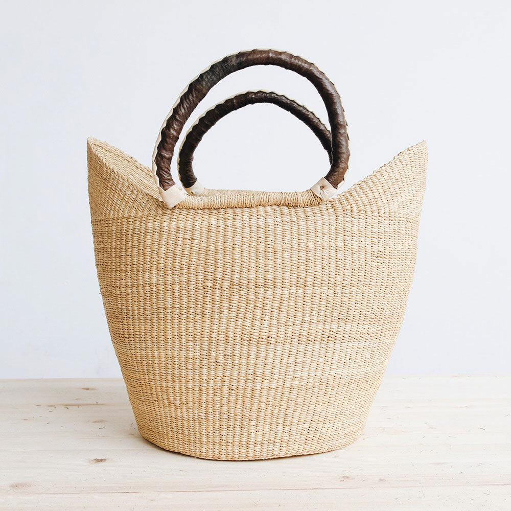 Natural U-Shopper with Leather Handles