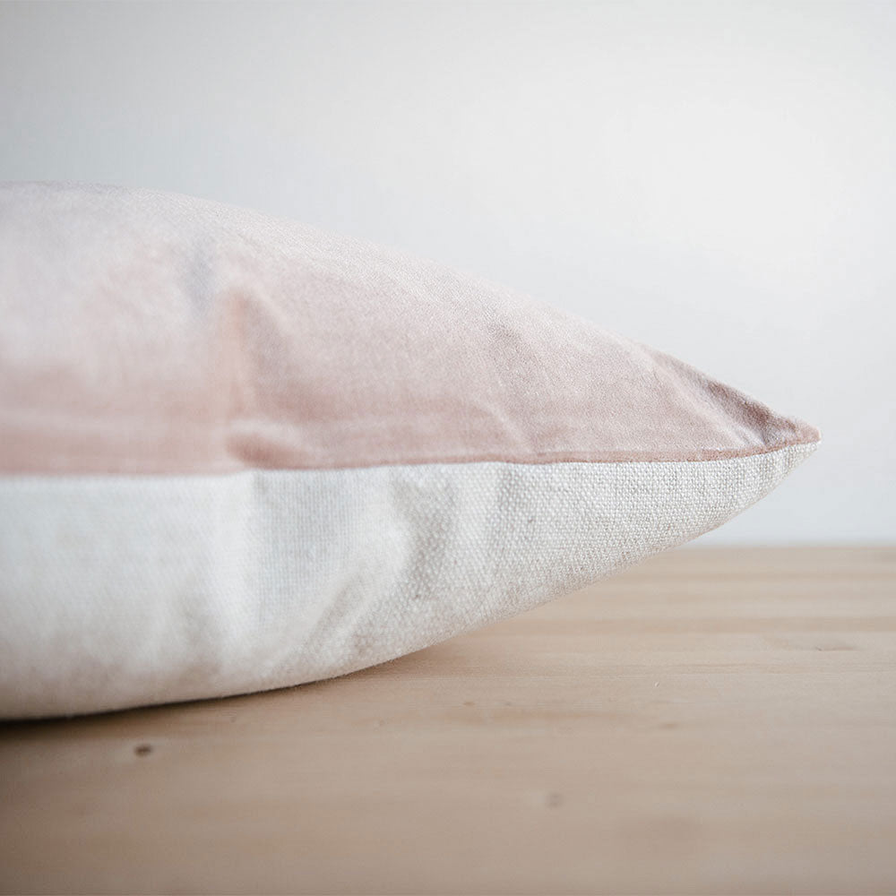 Linen & Velvet Pillow - Blush