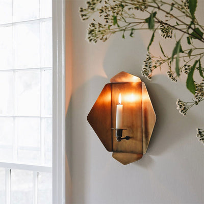Brass-plated Candle Sconce