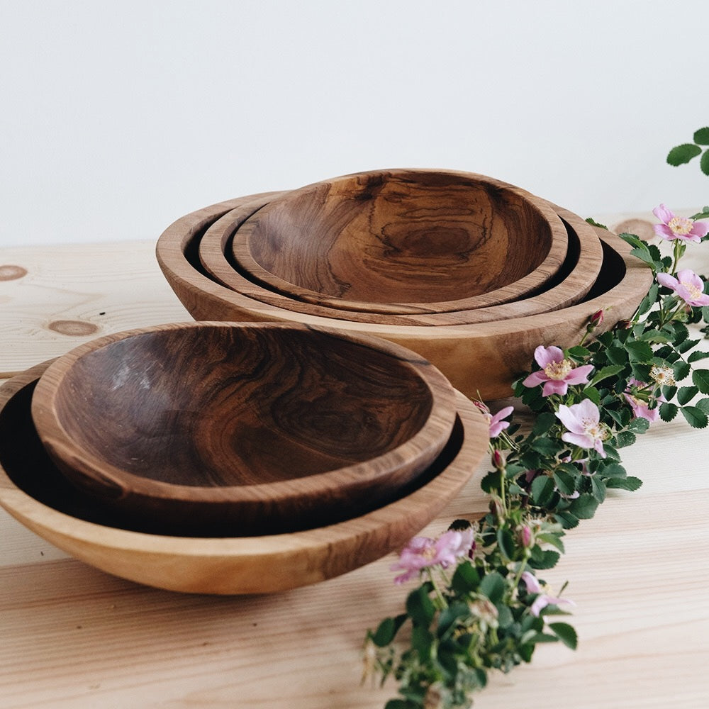 Hand Carved Wild Olive Wood Bowl - Large