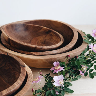 Hand Carved Wild Olive Wood Bowl - Small