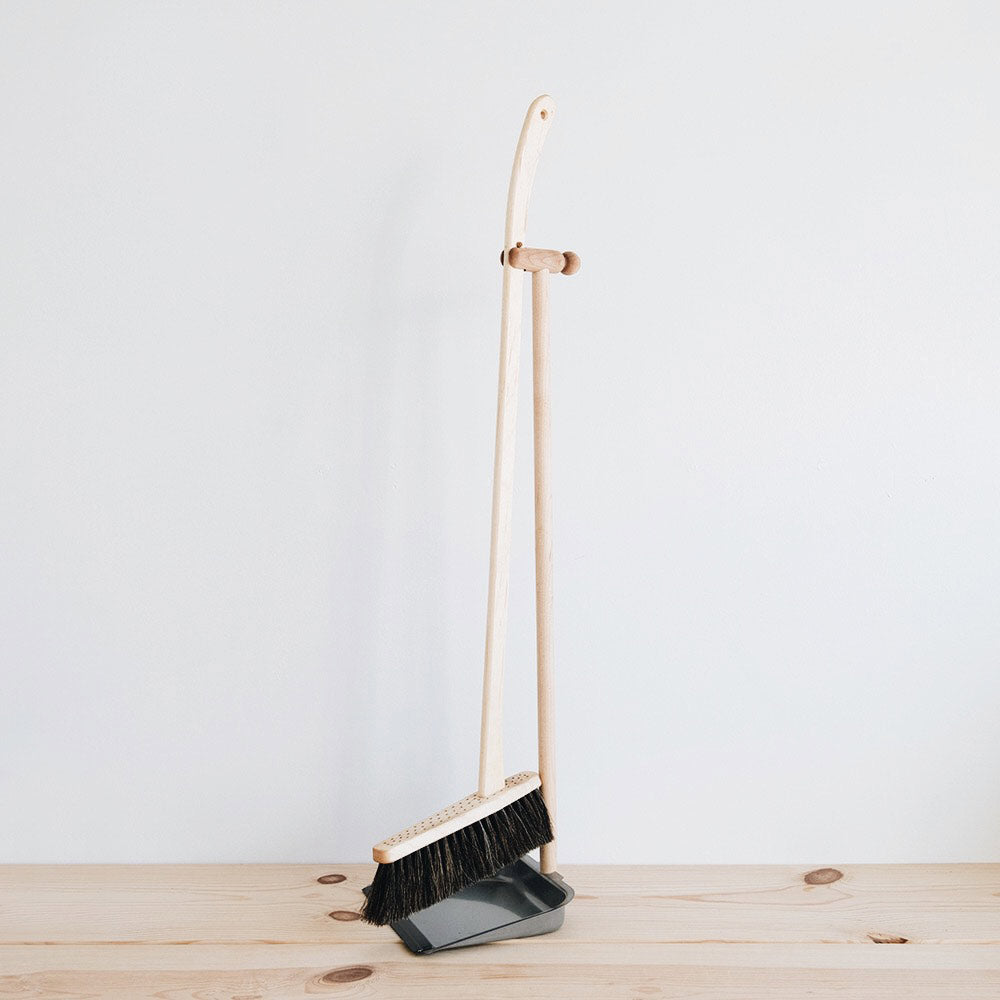 Standing Broom and Metal Dustpan Set