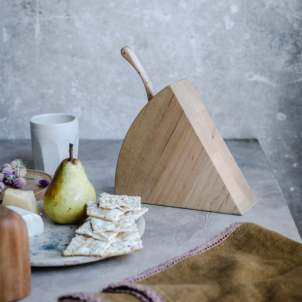 Wooden Cheese Block with Knife