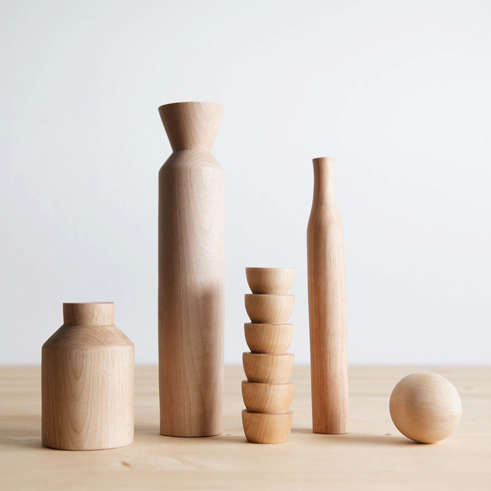 Hand-turned Wood Sculpture Set